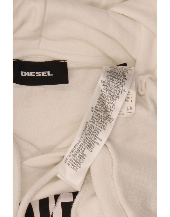 DIESEL moletom com capuz gráfico masculino médio algodão branco