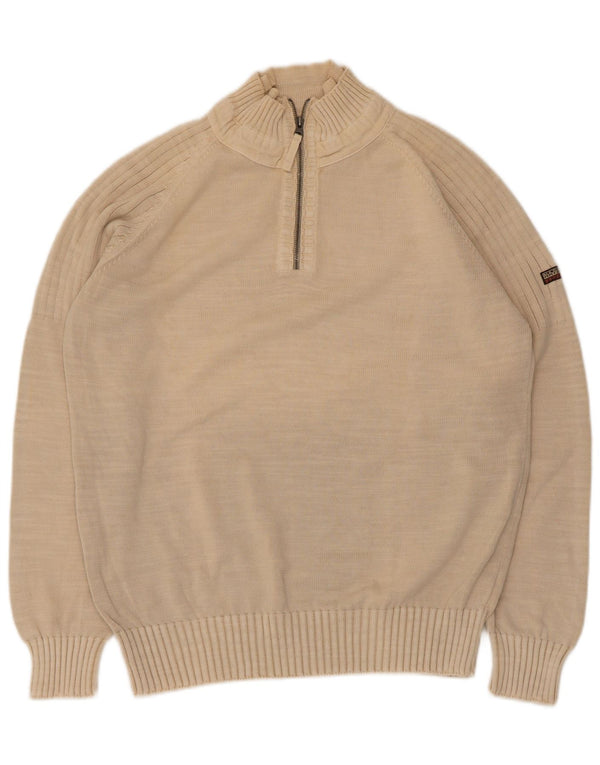 Maglione da uomo con collo con zip geografica Napapijri, grande cotone beige