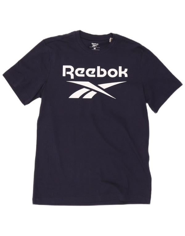 Reebok Herre grafisk T-shirt Top Medium Marineblå Bomuld