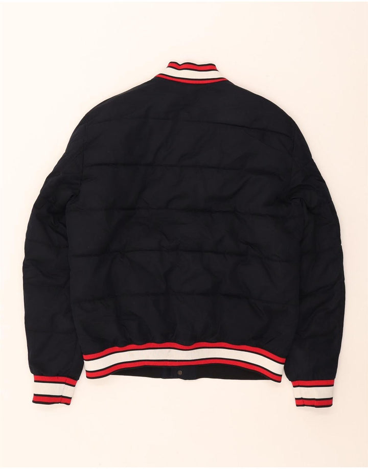 Zara Mens Padded Jacket UK 40 Large Navy Blue Polyester