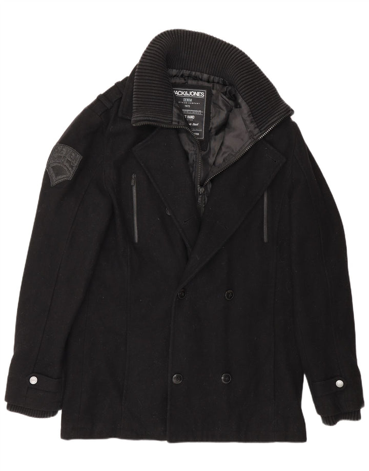 Jack & Jones Herre Pea Coat UK 40 Large Black Wool
