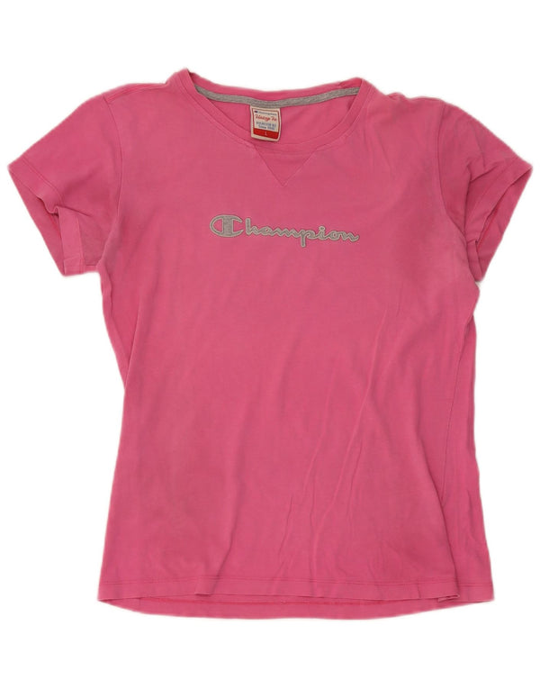 Champion Womens Heritage Fit Grafisk T-Shirt Top UK 14 Large Pink