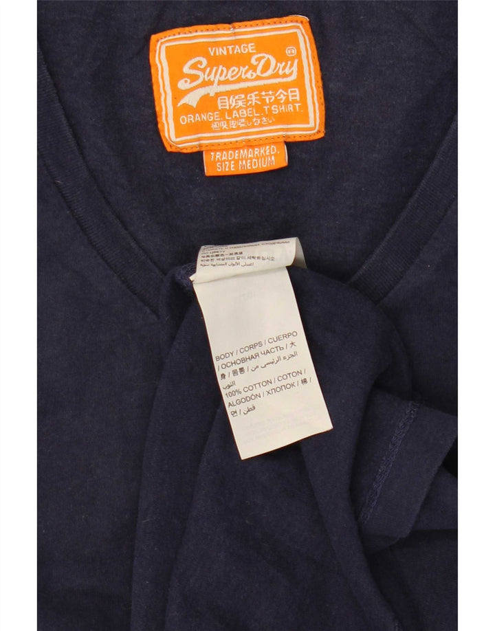 Superdry Mens T-Shirt Top Medium Navy Blue Cotton