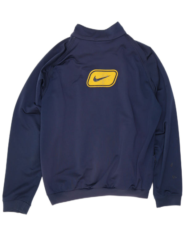 Nike Boys Graphic Tracksuit Top Jacket 13-14 Years XL Navy Blue Colourblock