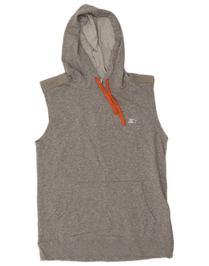 Starter Mens Sleeveless Hoodie Jumper Medium Grey Cotton