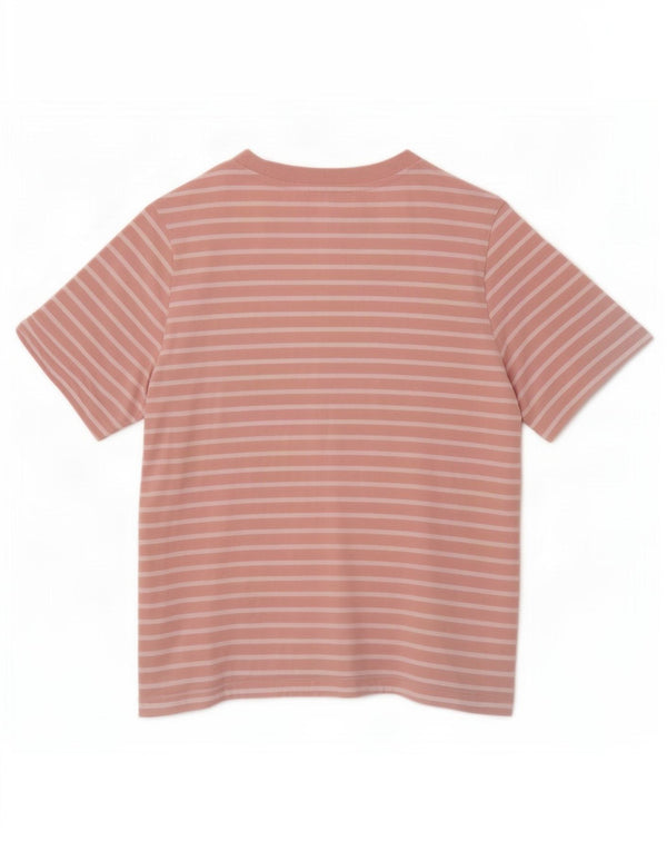Marks & Spencer Womens T-Shirt Top UK 12 Medium Pink Striped Cotton