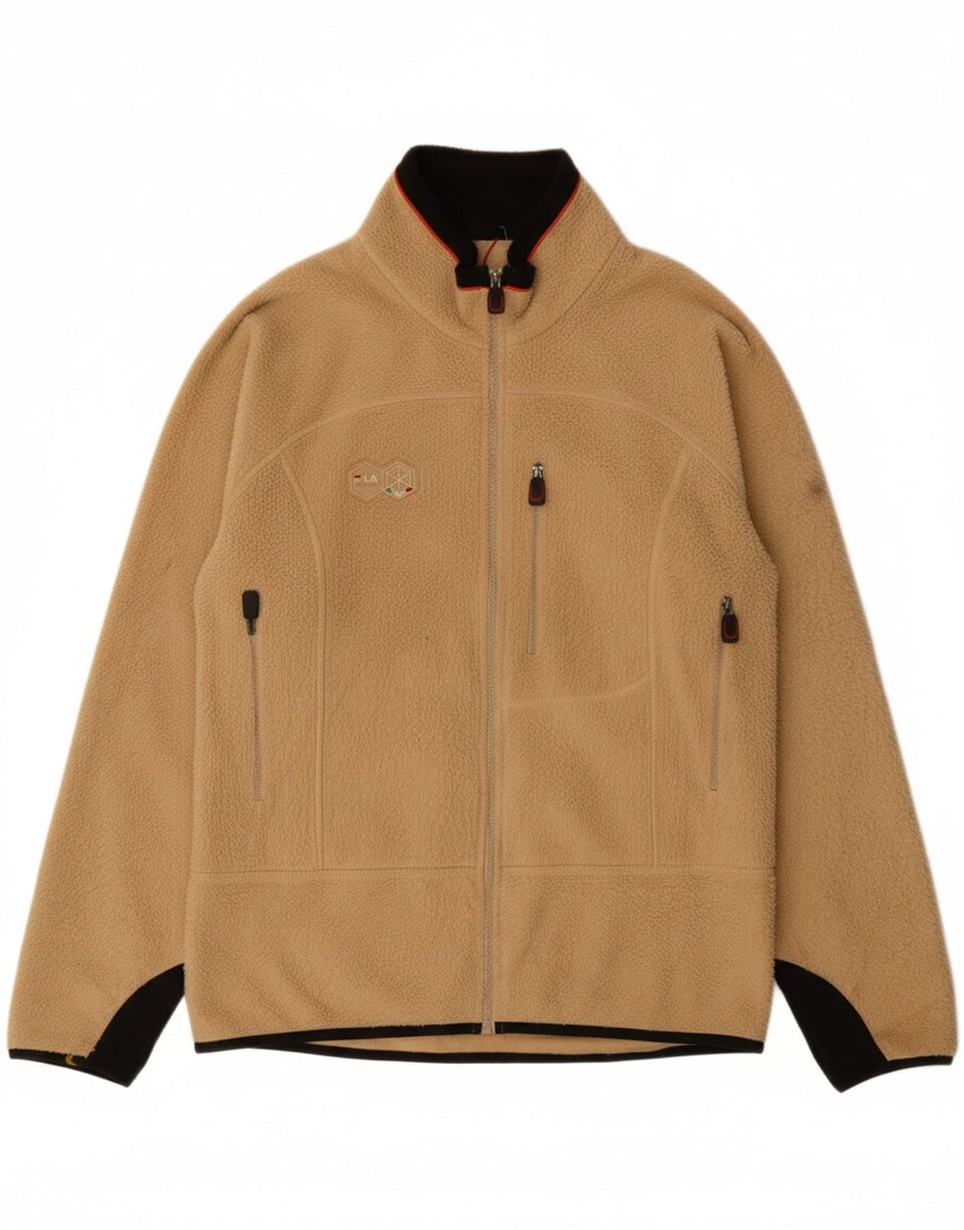 FILA Mens Fleece Jacket UK 42 XL Beige Colourblock Polyester Vintage Fila and Second-Hand Fila from Messina Hembry 