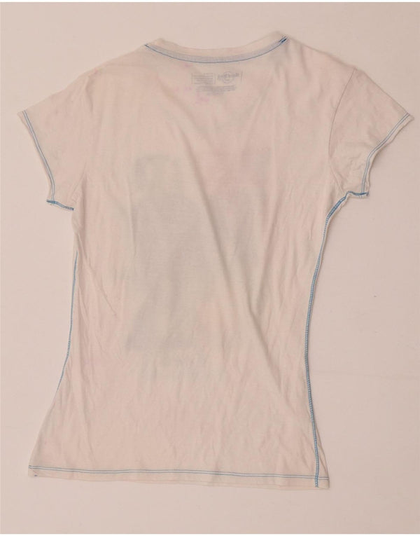 Hard Rock Cafe Womens Rome Graphic T-Shirt Top UK 12 Medium White Cotton