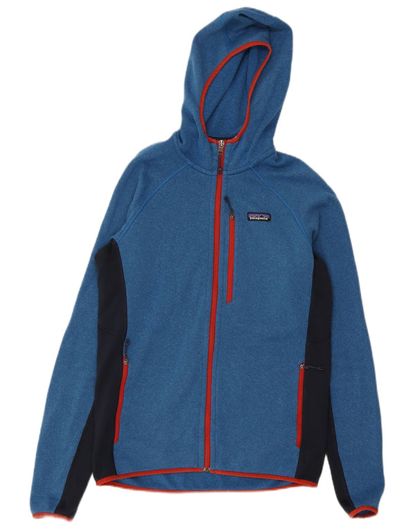 Patagonia Mens Zip Hoodie Sweater Medium Blue Colourblock Polyester