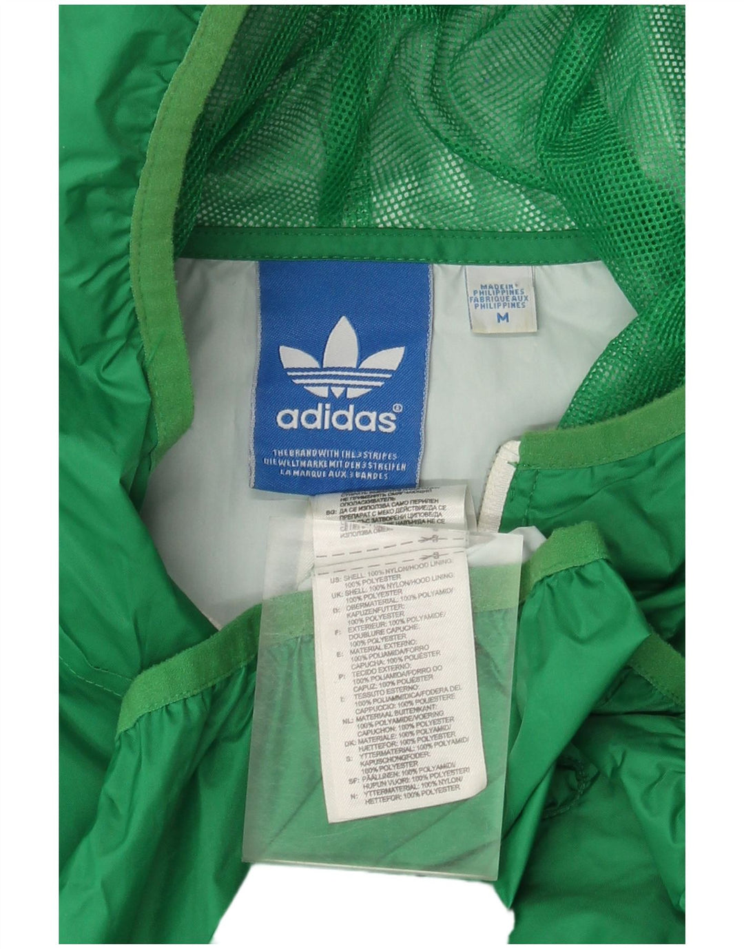 Adidas Mens Hooded Rain Jacket UK 38 Medium Green Nylon
