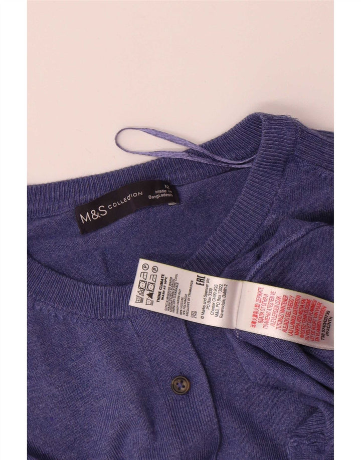 Marks & Spencer Dame Cardigan Sweater UK 12 Medium Blue Viscose