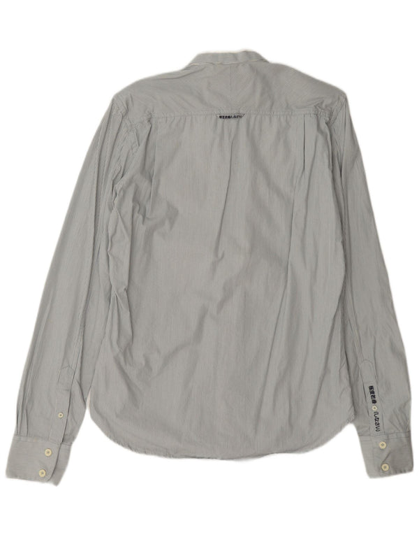 Camicia da uomo Superdry in cotone gessato grigio medio