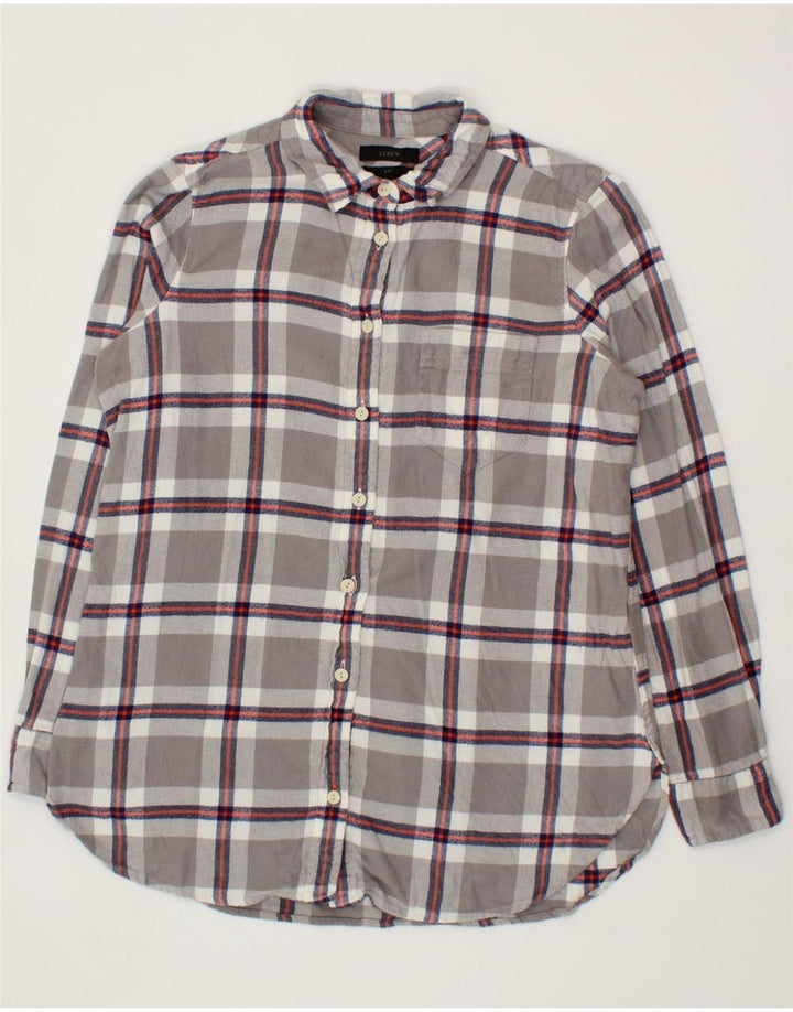 J. CREW Womens Boy Fit Longline Flannel Shirt US 4 Small Grey Check Vintage J. Crew and Second-Hand J. Crew from Messina Hembry 