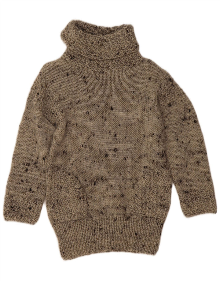 Vintage Womens Roll Neck Jumper Sweater UK 12 Medium Grey Flecked