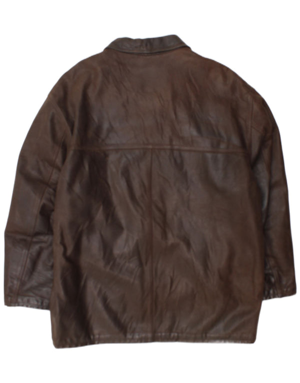 Vintage Mens Leather Coat UK 38 Medium Brown Leather