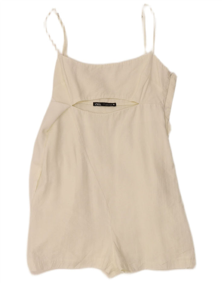 Zara Womens Front Tie Tunic Top UK 12 Medium White Lyocell