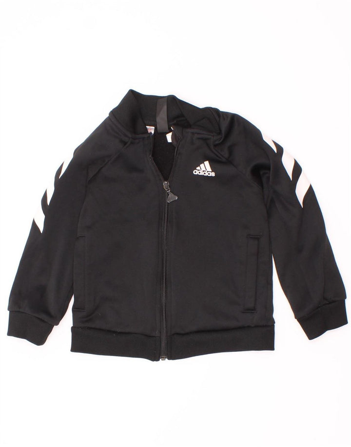 Adidas Drenge Træningsdragt Topjakke 3-4 År Sort Colourblock Polyester