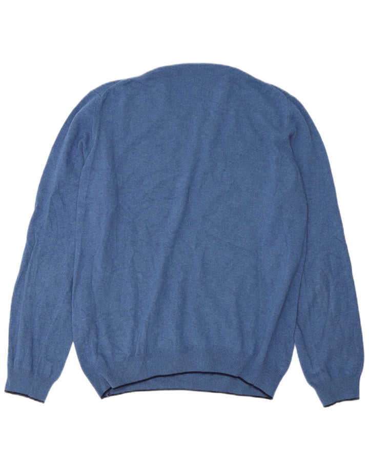 North Sails Mens V-Neck Jumper Sweater Large Blue Polyamide