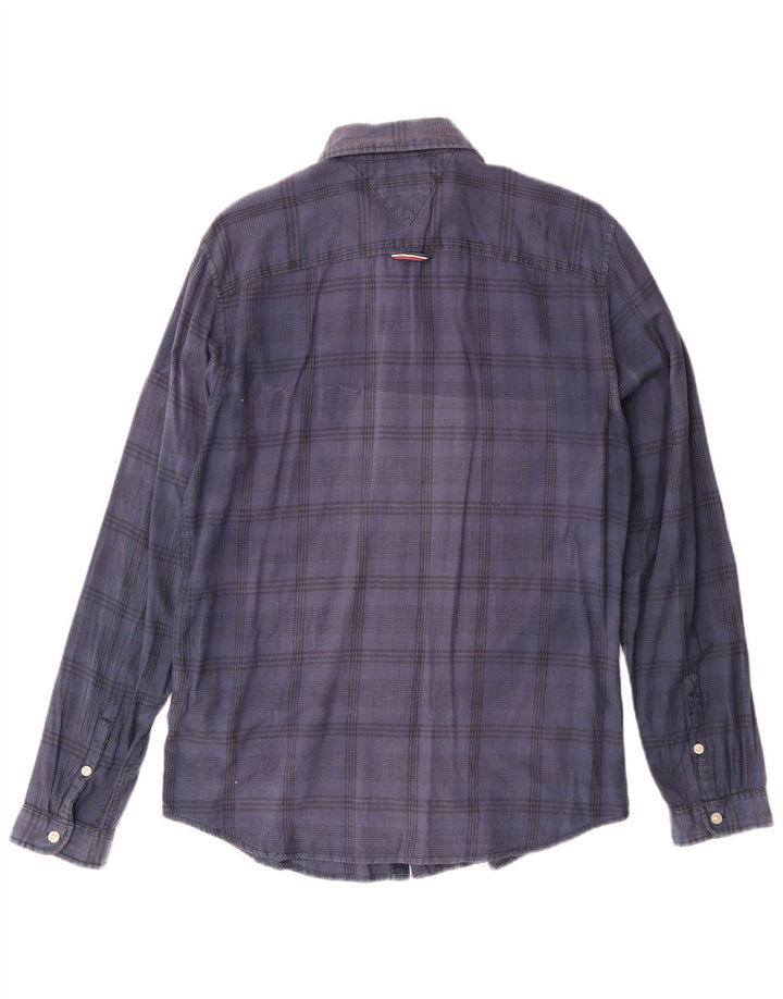 Tommy Hilfiger Mens Shirt Medium Navy Blue Check Cotton