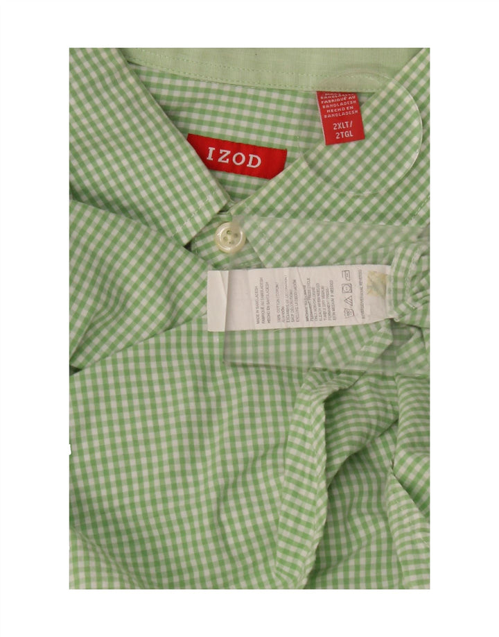 IZOD Mens Tall Shirt 2XL Green Check Cotton Vintage Izod and Second-Hand Izod from Messina Hembry 