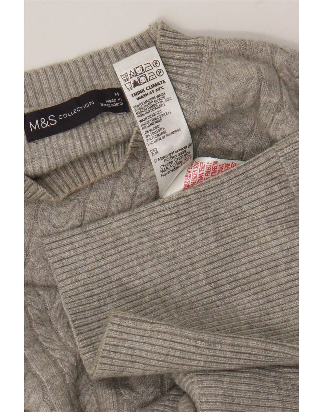 Marks & Spencer Damski sweter oversize z okrągłym dekoltem, UK 14, średni szary