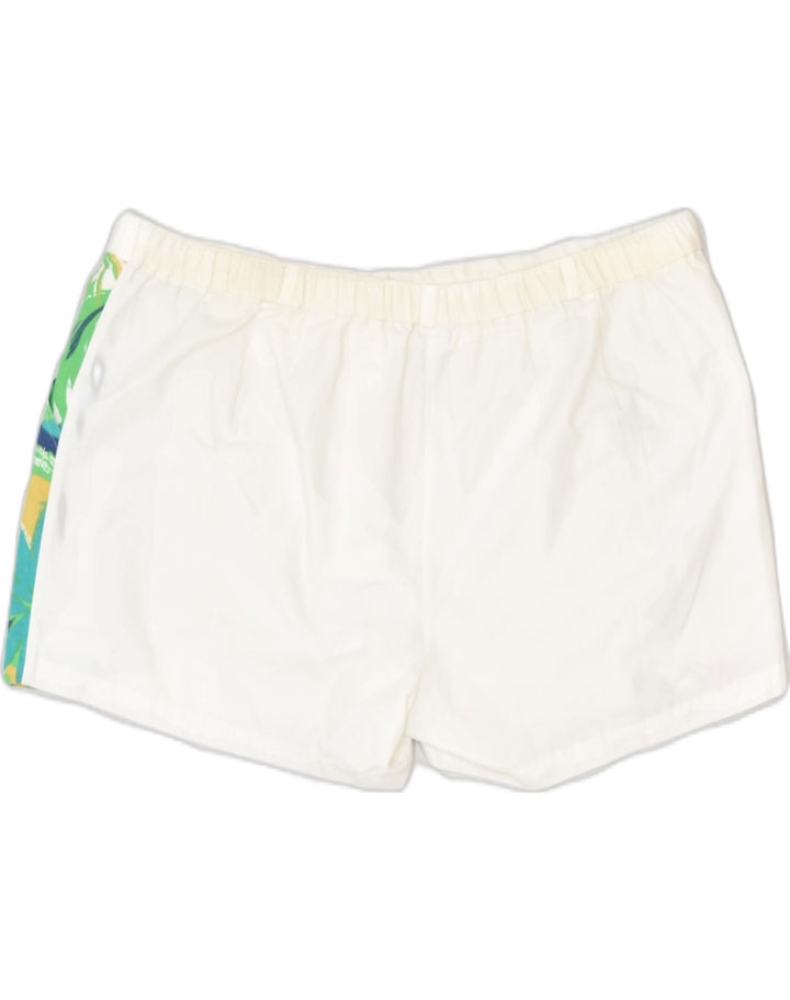 TRIGEMA Mens Sport Shorts IT 56 2XL White Floral Polyester | Vintage Trigema | Thrift | Second-Hand Trigema | Used Clothing | Messina Hembry 