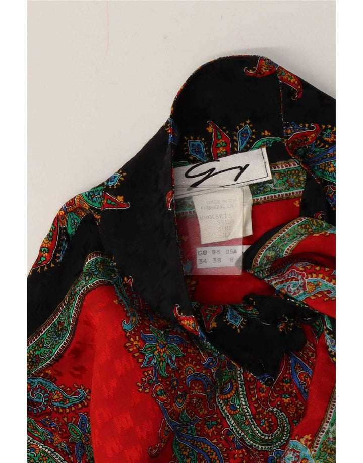 Genny Womens Shirt Blouse UK 14 Medium Multicoloured Paisley Silk