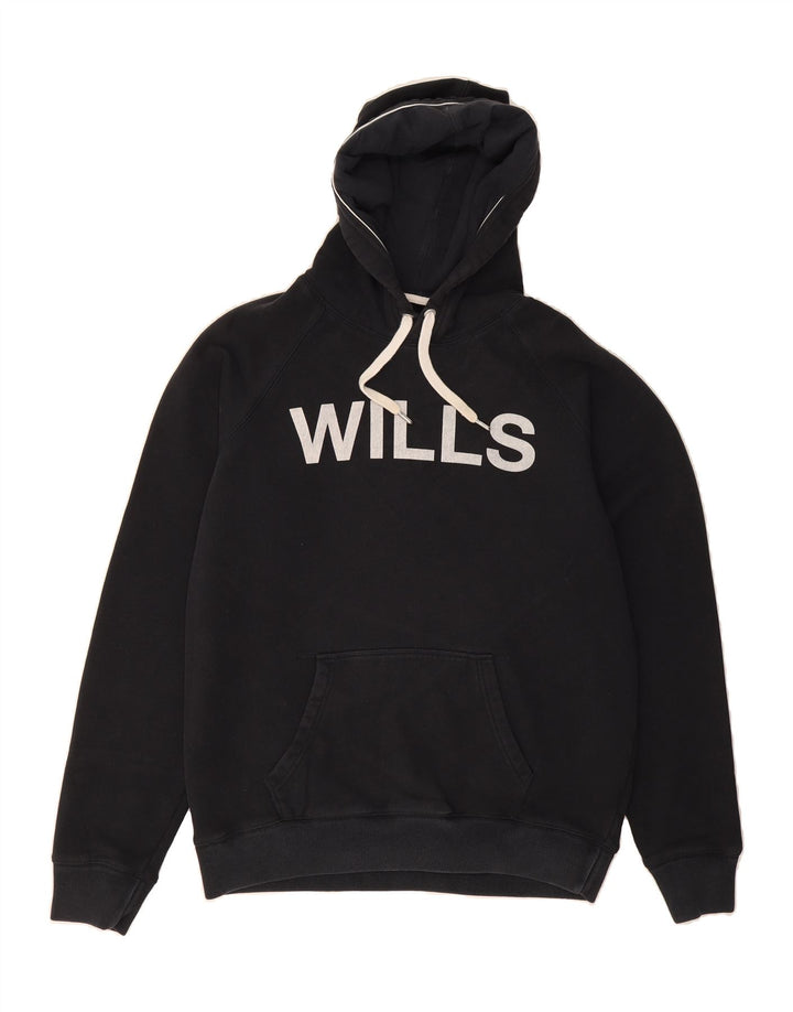 JACK WILLS Mens Graphic Hoodie Jumper Medium Black Cotton Vintage Jack Wills and Second-Hand Jack Wills from Messina Hembry 