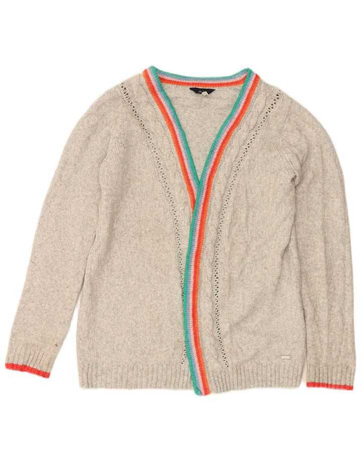 JOULES Womens Oversized Open Cardigan Sweater UK 8 Small Grey Acrylic