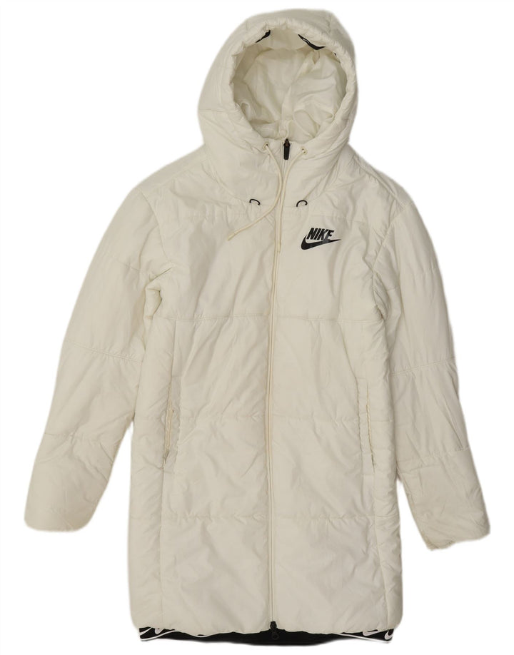 Nike Womens Hooded Padded Coat UK 6 XS White Polyester