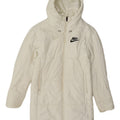 Cappotto imbottito con cappuccio Nike da donna UK 6 XS poliestere bianco