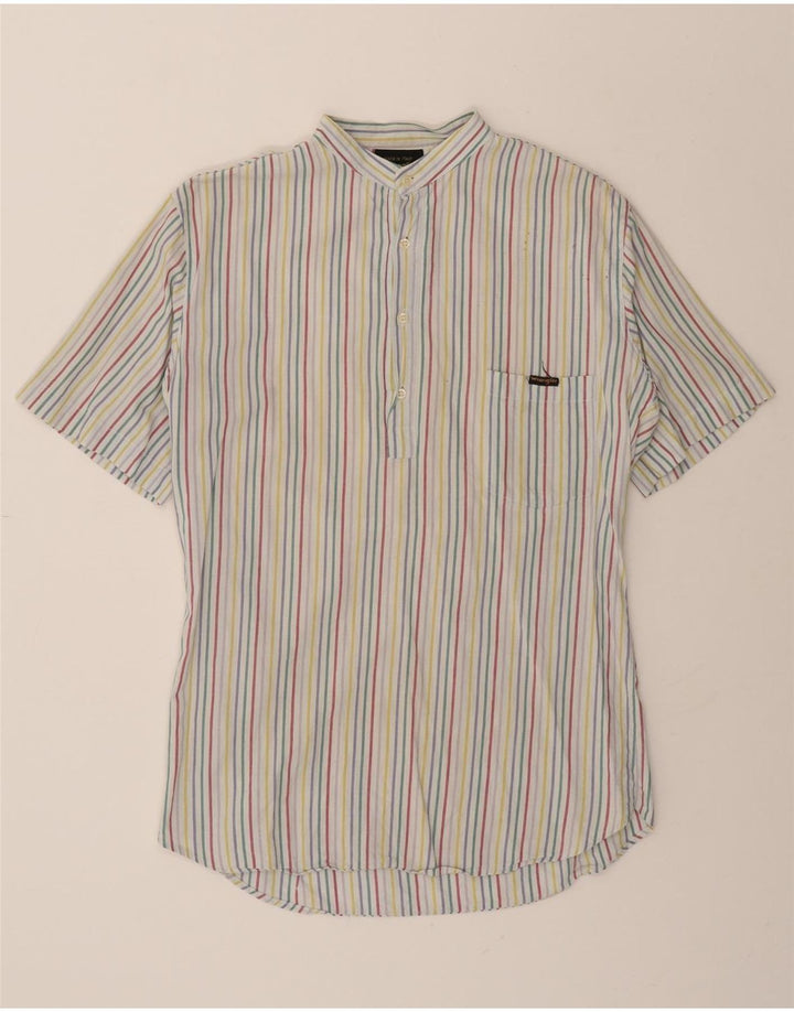 WRANGLER Mens Short Sleeve Pullover Shirt Large White Striped Vintage Wrangler and Second-Hand Wrangler from Messina Hembry 