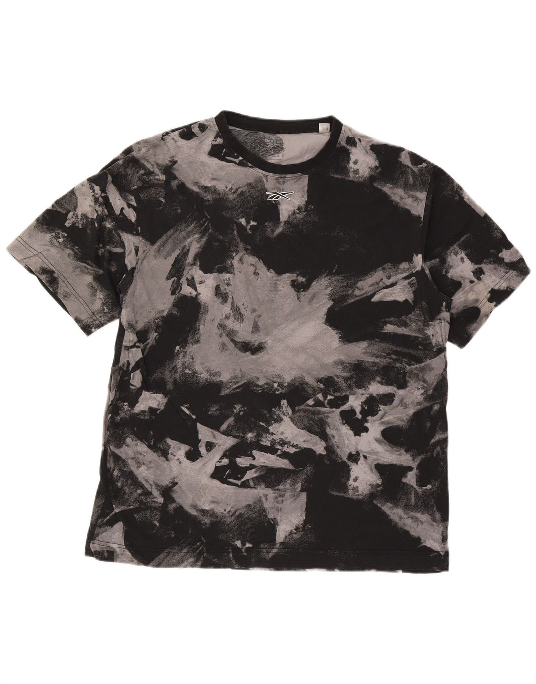 Reebok Herre abstrakt mønster T-shirt Top Stor sort bomuld