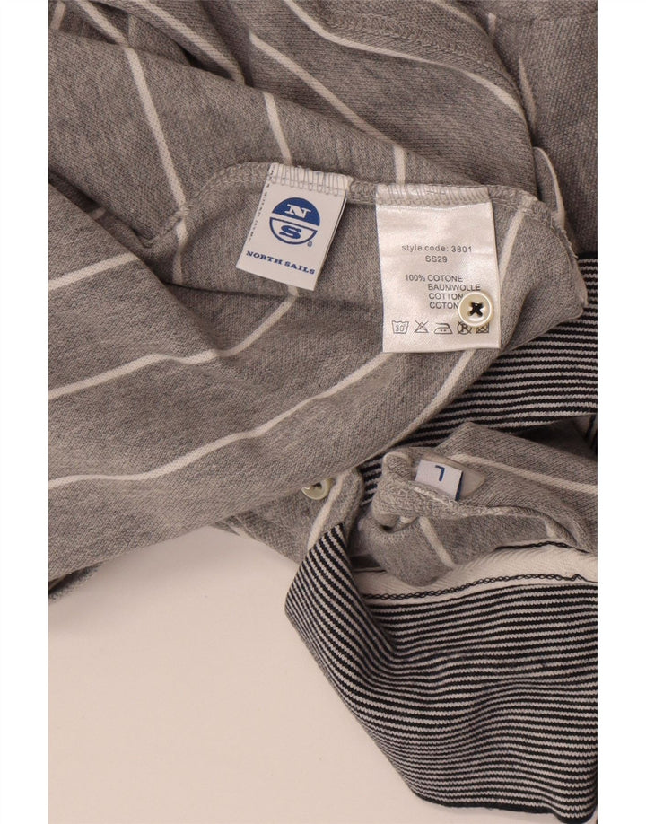 North Sails Mens Polo Shirt Large Grey Striped Cotton