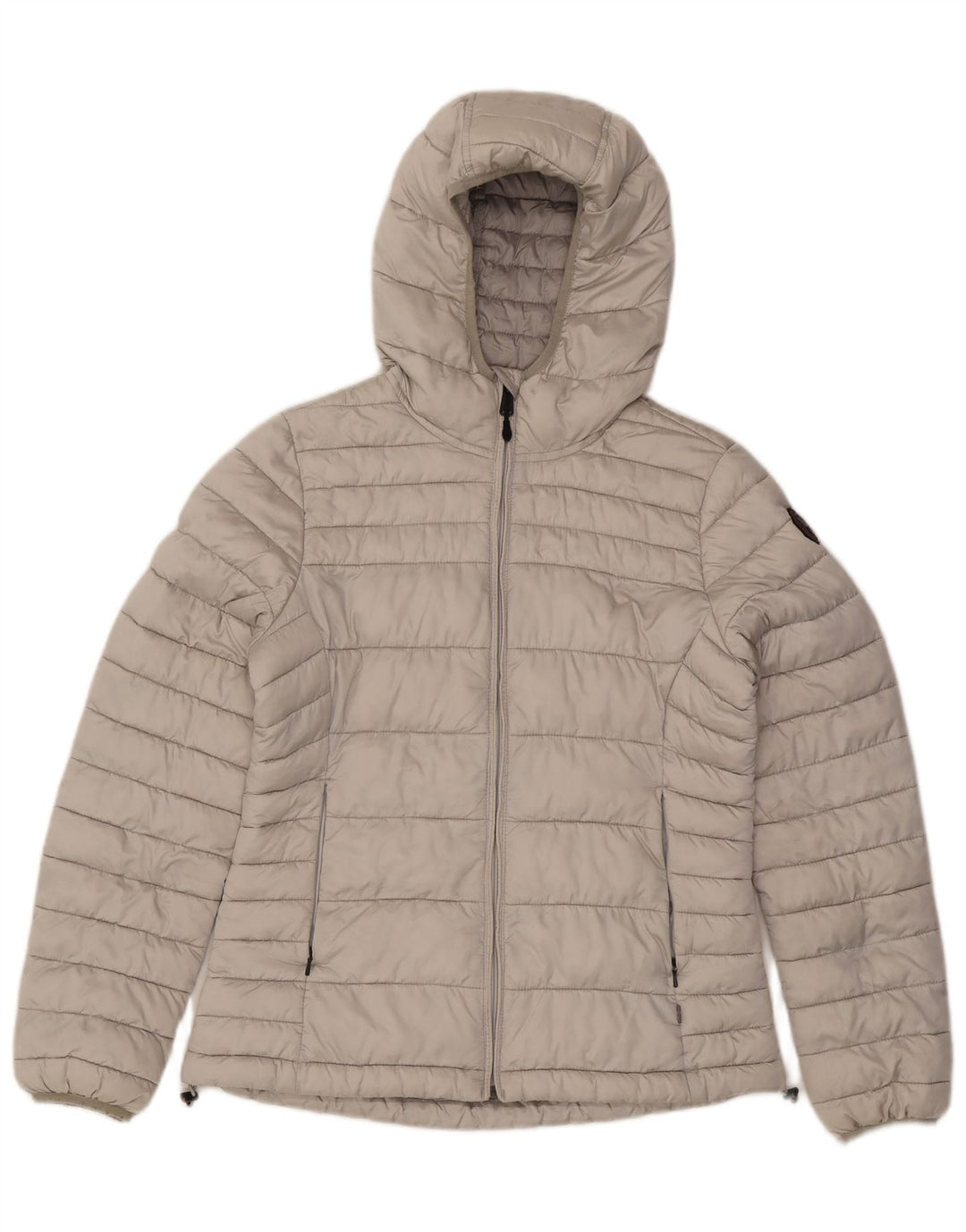 Napapijri Womens Hooded Padded Jacket UK 16 Large Grey