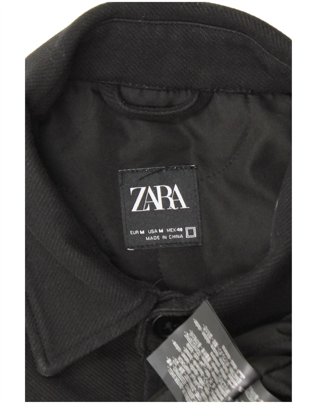 Zara Mens Bomber Jacket UK 38 Medium Black Cotton