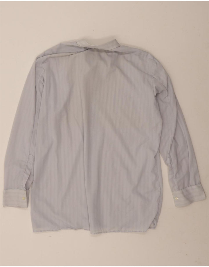 Vintage Mens Shirt Size 42 Large Blue Striped Polyamide