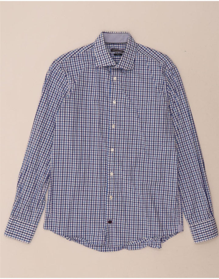 TOMMY HILFIGER Mens Tailored Fitted Shirt Size 39 15 1/2 Medium Blue Check Vintage Tommy Hilfiger and Second-Hand Tommy Hilfiger from Messina Hembry 
