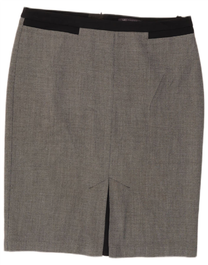 Marks & Spencer Womens Pencil Skirt UK 14 Large W34  Black Check Polyester