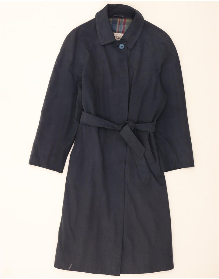 HERNO Womens Overcoat UK 10 Small Navy Blue Vintage Herno and Second-Hand Herno from Messina Hembry 