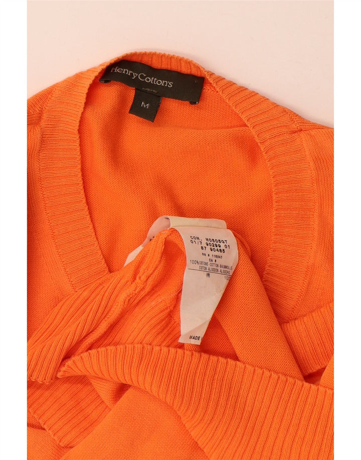 Henry Cottons Mens Crew Neck Jumper Sweater Medium Orange Cotton