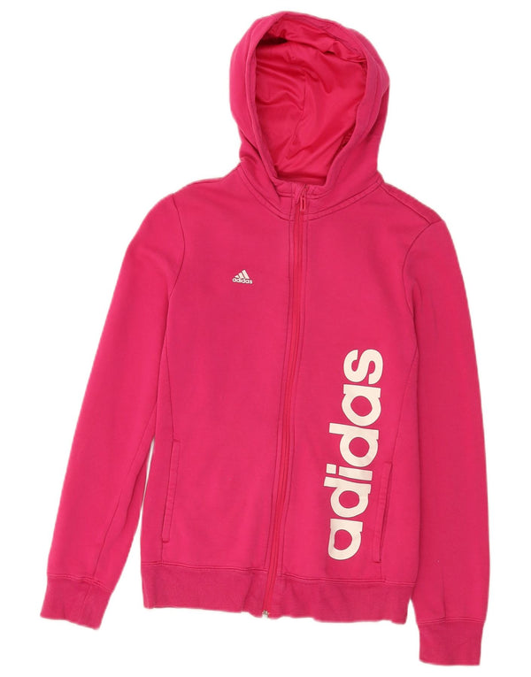 Adidas Pull à capuche zippé graphique pour fille 13-14 ans Rose Coton Sports