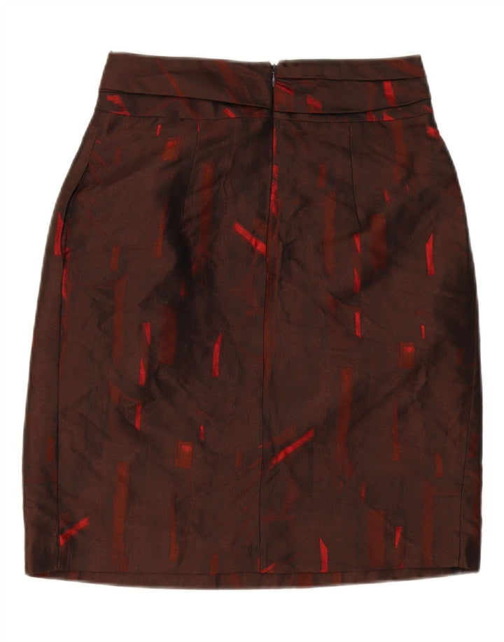 JIGSAW Womens Abstract Pattern Straight Skirt UK 4 XS W28 Maroon Polyester Vintage Jigsaw and Second-Hand Jigsaw from Messina Hembry 