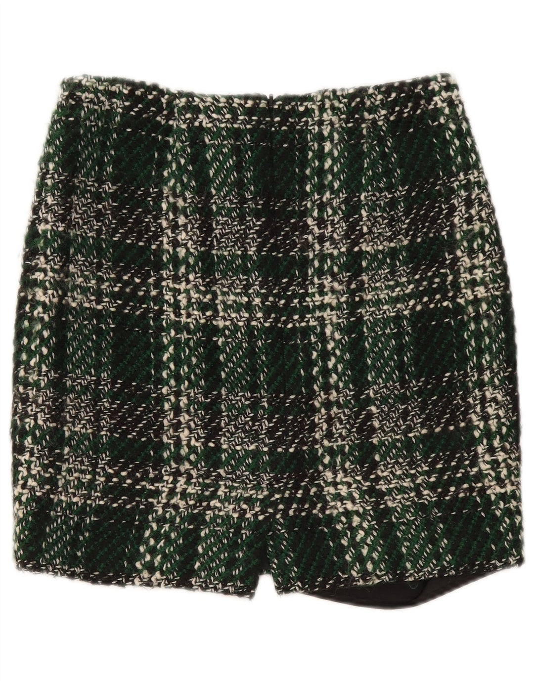 Damska spódnica mini Fenn Wright Manson UK 10 Small W30 Wełna w zieloną kratkę