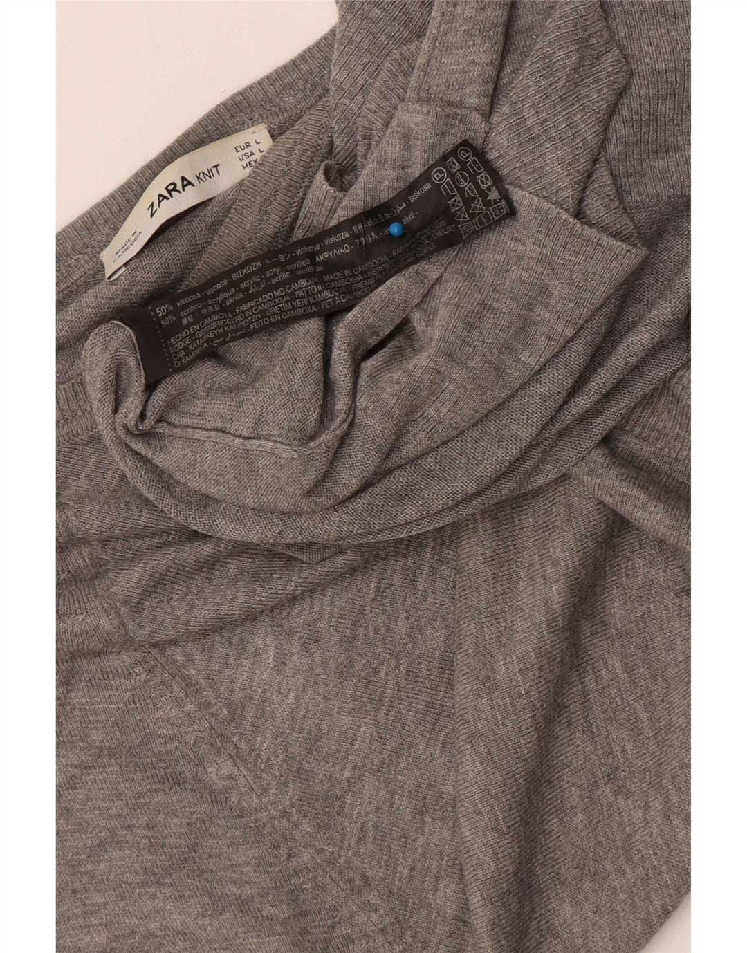 Zara Chemisier Femme Top UK 14 Large Gris Viscose