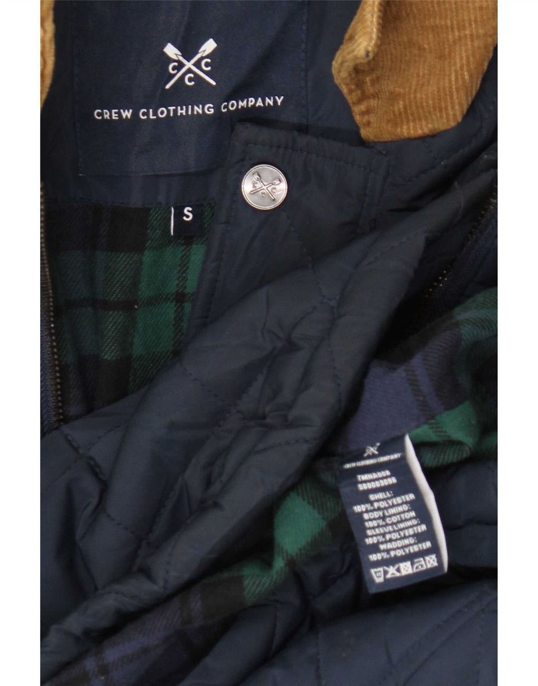Ανδρικό καπιτονέ μπουφάν Crew Clothing UK 36 Small Navy Blue Polyester
