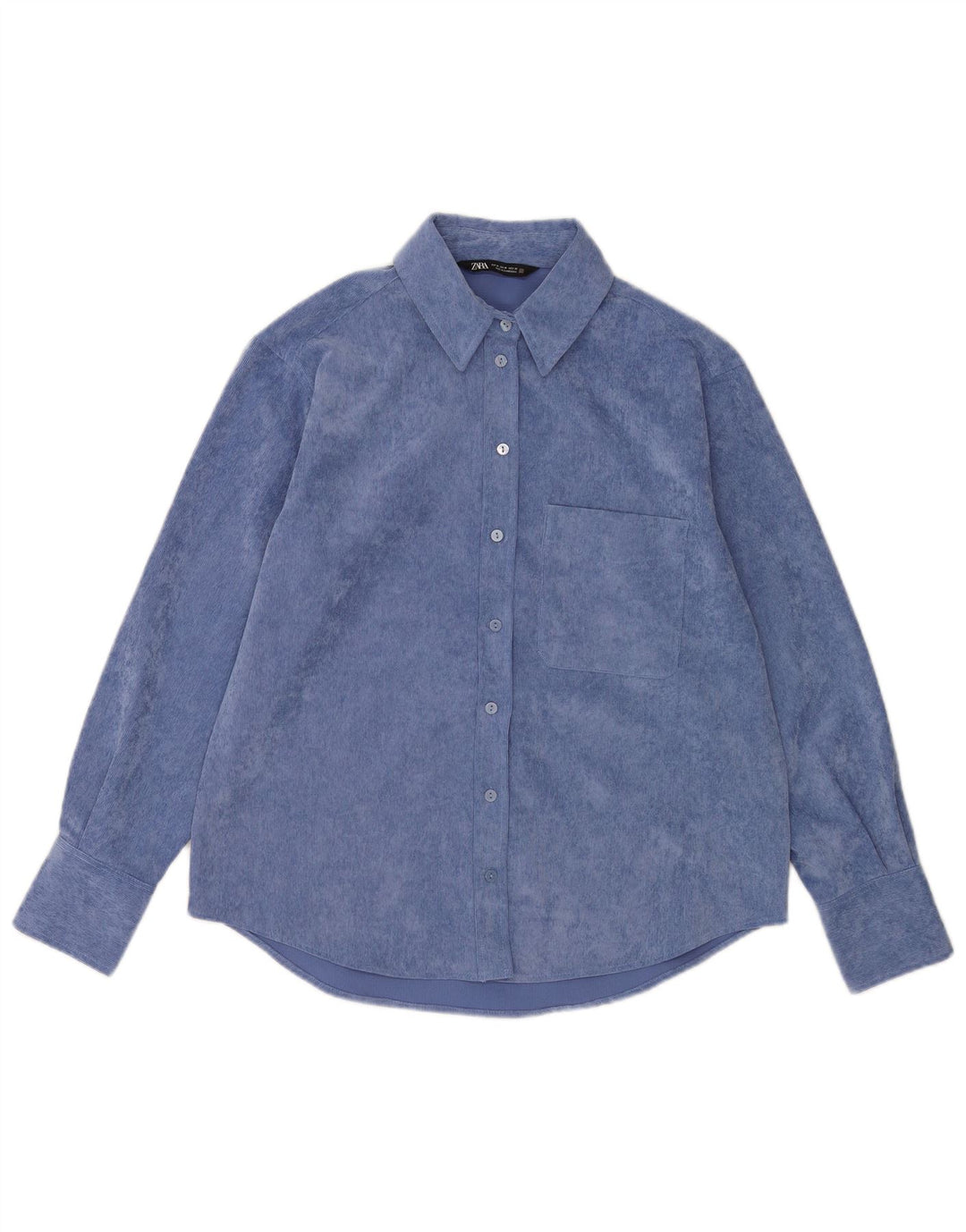 Zara Womens Corduroy Shirt UK 14 Medium Blue Polyester