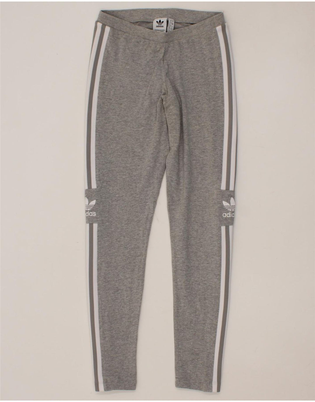ADIDAS Womens Graphic Leggings UK 8 Small Grey Vintage Adidas and Second-Hand Adidas from Messina Hembry 