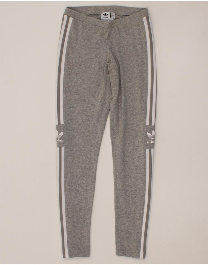 ADIDAS Womens Graphic Leggings UK 8 Small Grey Vintage Adidas and Second-Hand Adidas from Messina Hembry 