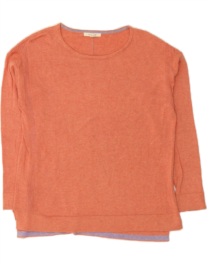 WHITE STUFF Womens Longline Boat Neck Jumper Sweater UK 12 Medium Orange Vintage White Stuff and Second-Hand White Stuff from Messina Hembry 